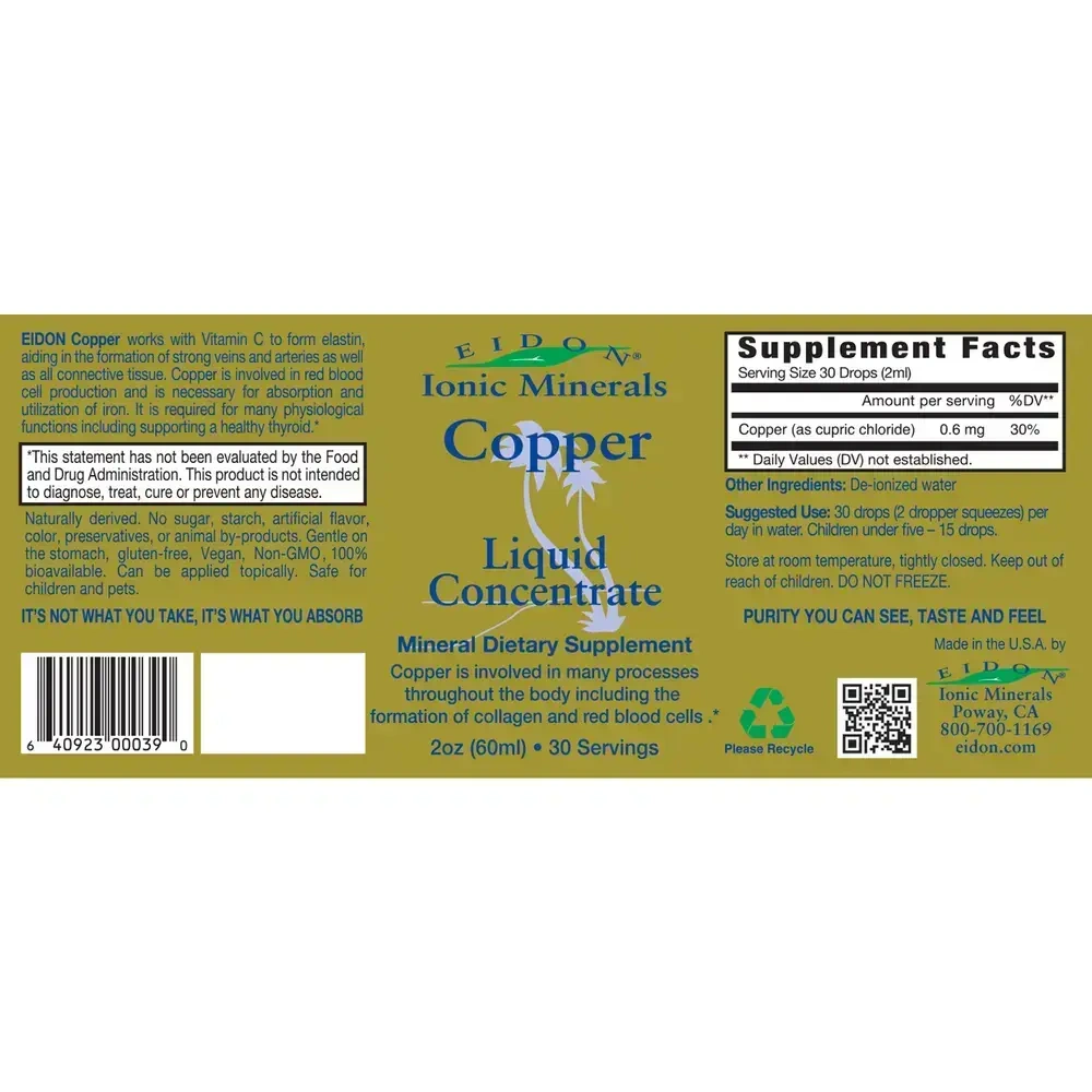 Product image for Eidon Ionic Minerals - Copper Liquid.