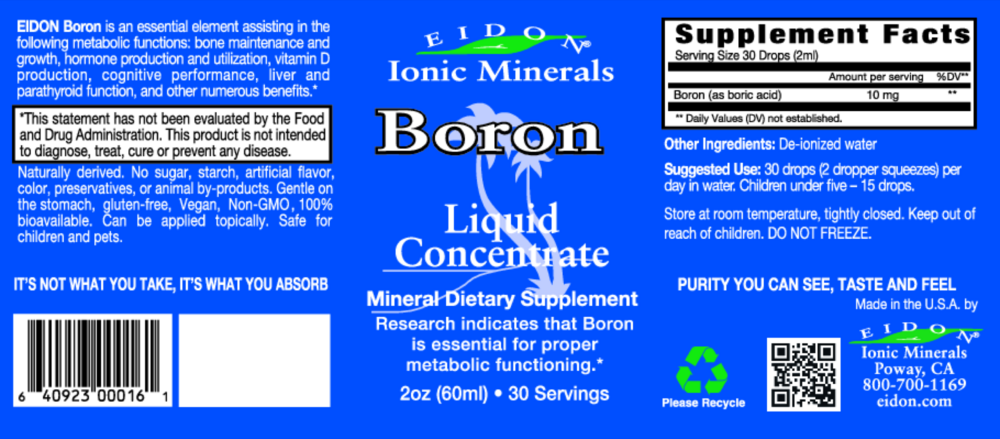 Product image for Eidon Ionic Minerals - 2oz Boron Liquid.