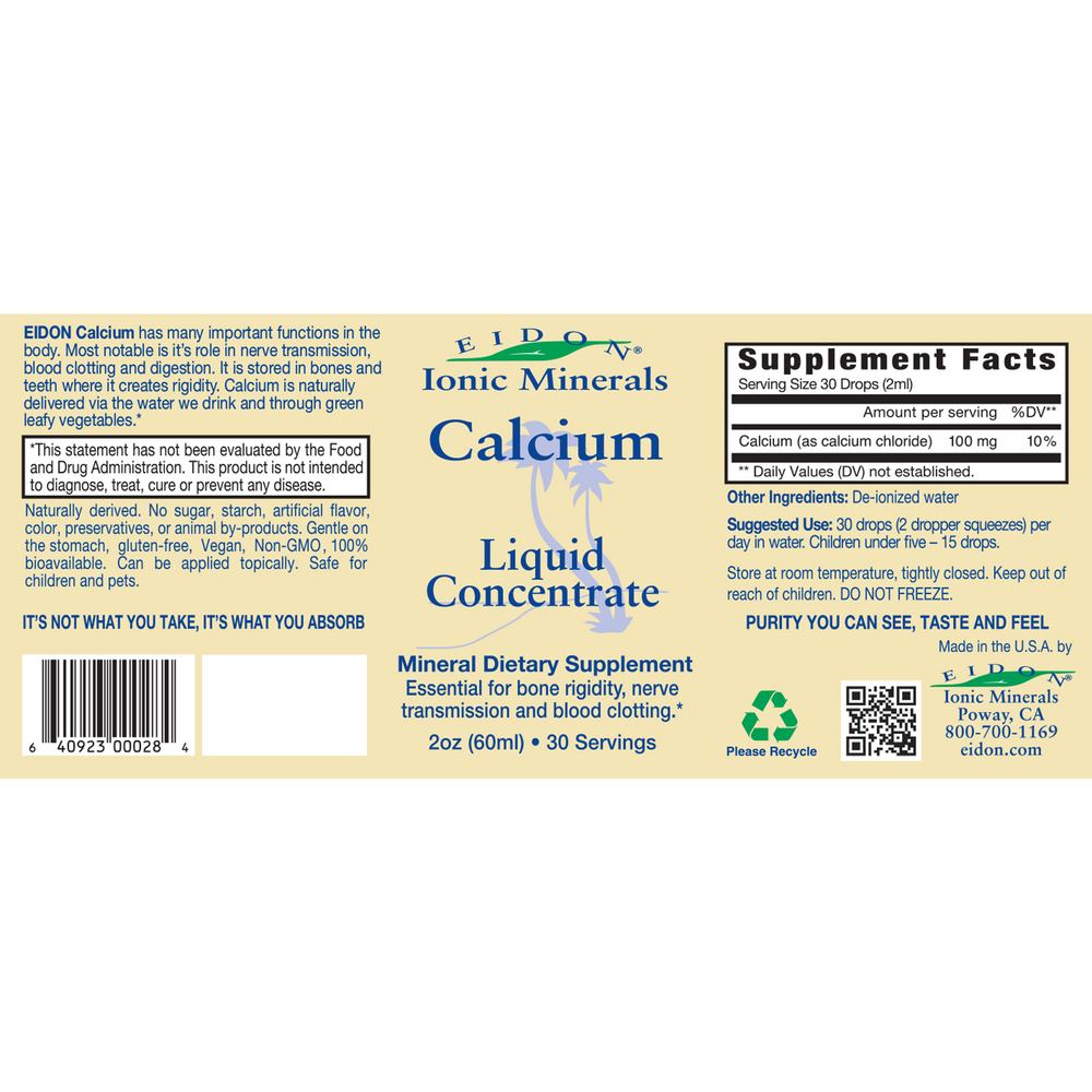 Product image for Eidon Ionic Minerals - 2oz Calcium Liquid.