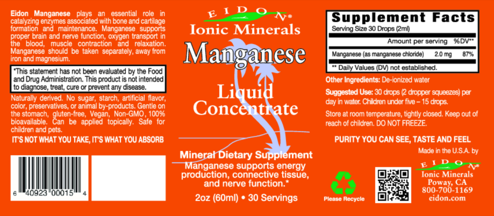 Product image for Eidon Ionic Minerals - Manganese Liquid.