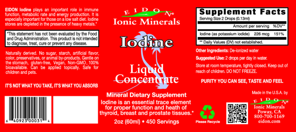 Product image for Eidon Ionic Minerals - Iodine Liquid.
