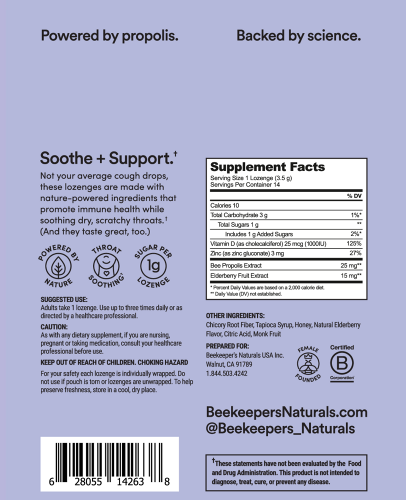 Product image for B. Soothed Elderberry Lozenges.