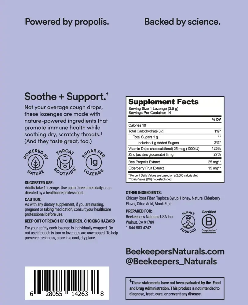 Product image for B. Soothed Elderberry Lozenges.