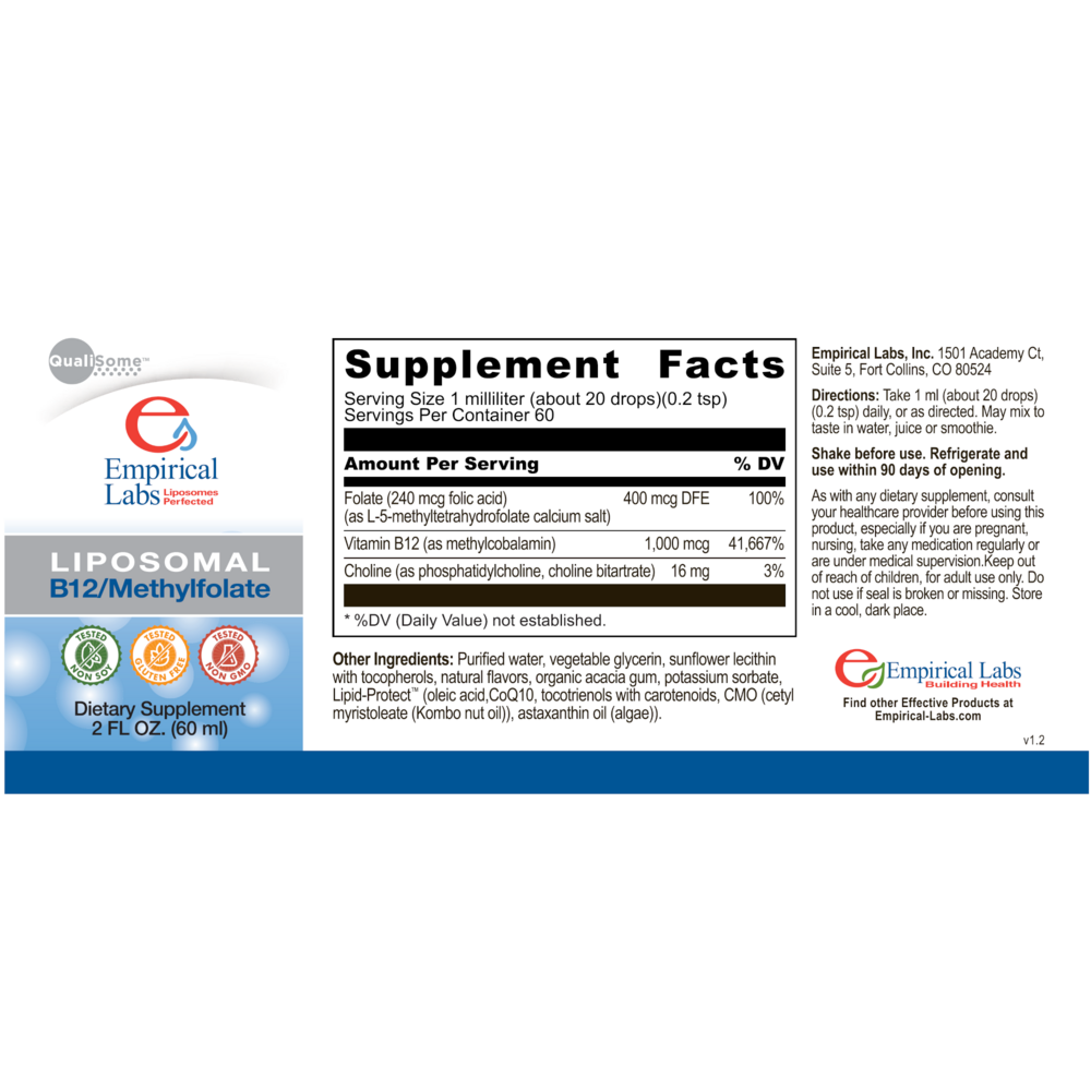 Product image for Liposomal B12/Methylfolate.
