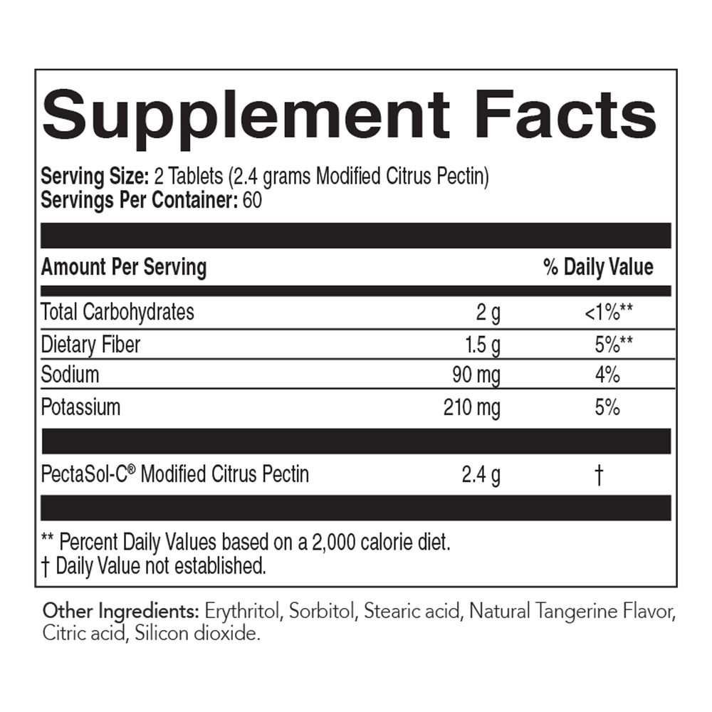 Product image for PectaSol-C Modified Citrus Pectin Chewable Tablets - Tangerine Flavor.