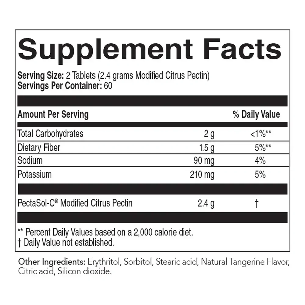 Product image for PectaSol-C Modified Citrus Pectin Chewable Tablets - Tangerine Flavor.