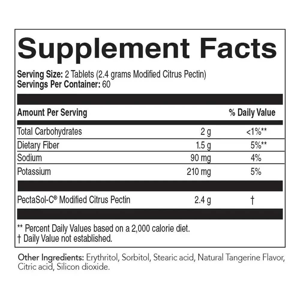 Product image for PectaSol-C Modified Citrus Pectin Chewable Tablets - Tangerine Flavor.