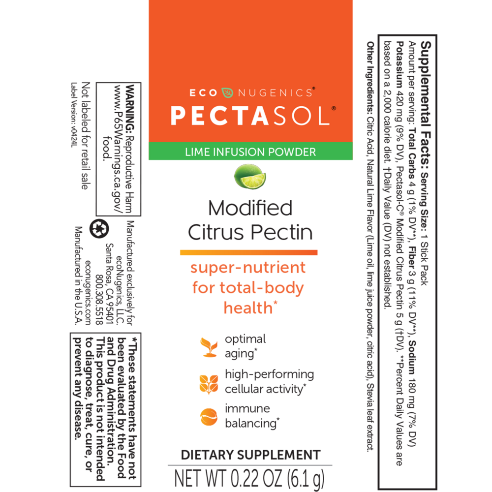 Product image for Econugenics Pectasol Lime Flavor Stick Packs (15ct).