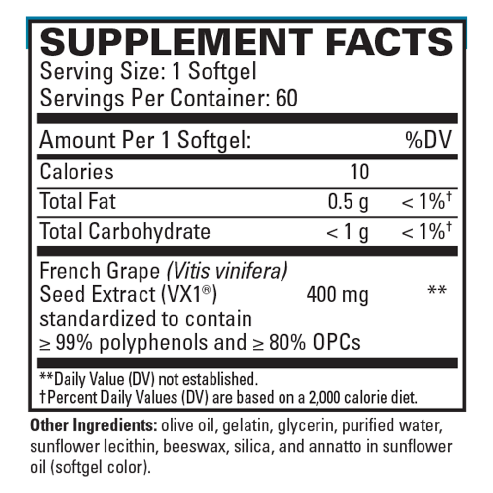 Product image for Clinical OPC® - 400mg French Grape Seed Extract VX1®.