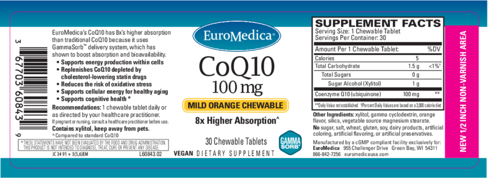 Product image for CoQ10 100mg Chewable Tablet.