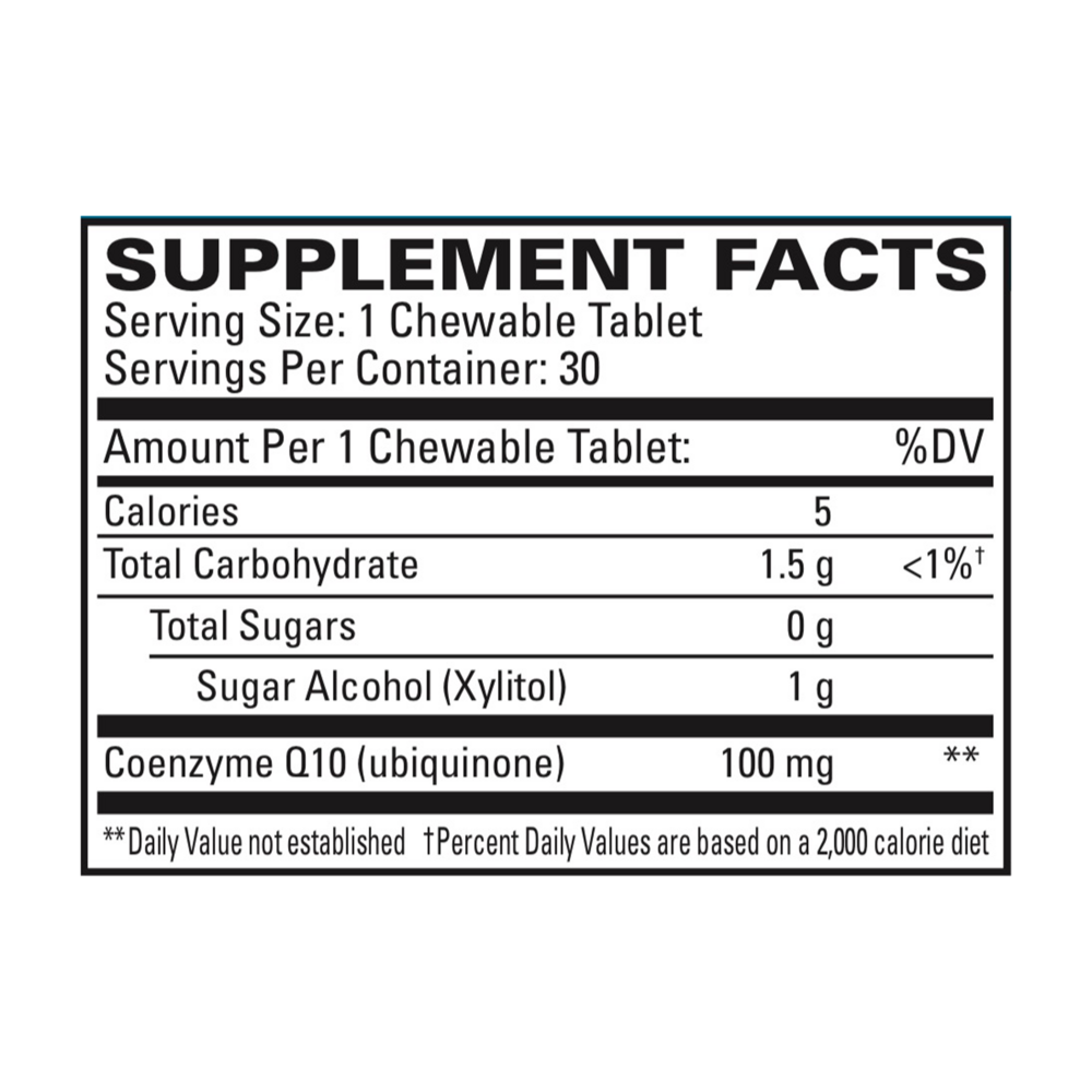 Product image for CoQ10 100mg Chewable Tablet.