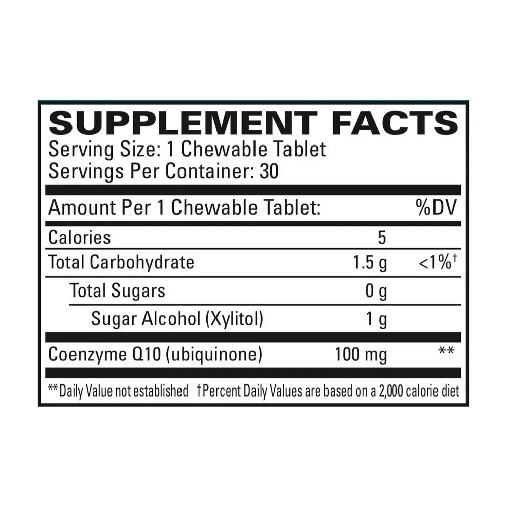 Product image for CoQ10 100mg Chewable Tablet.