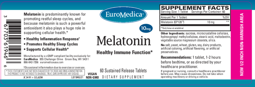 Product image for Melatonin 10mg Sustained Release.