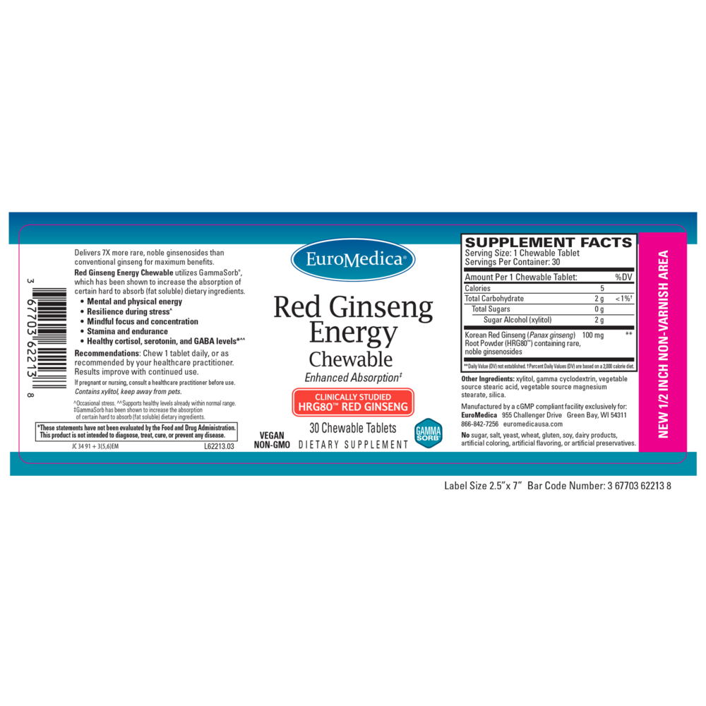 Product image for Red Ginseng Energy Chewable.