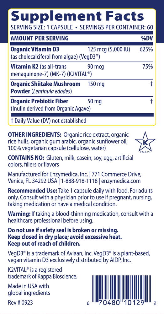 Product image for Organic Vitamin D3+K2.