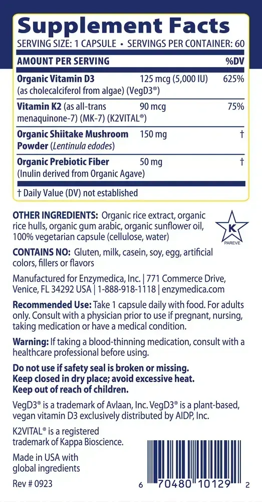 Product image for Organic Vitamin D3+K2.