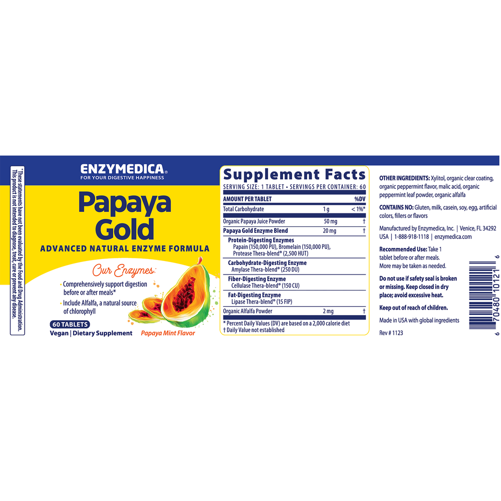 Product image for Papaya Gold Advanced Natural Enzyme Formula.