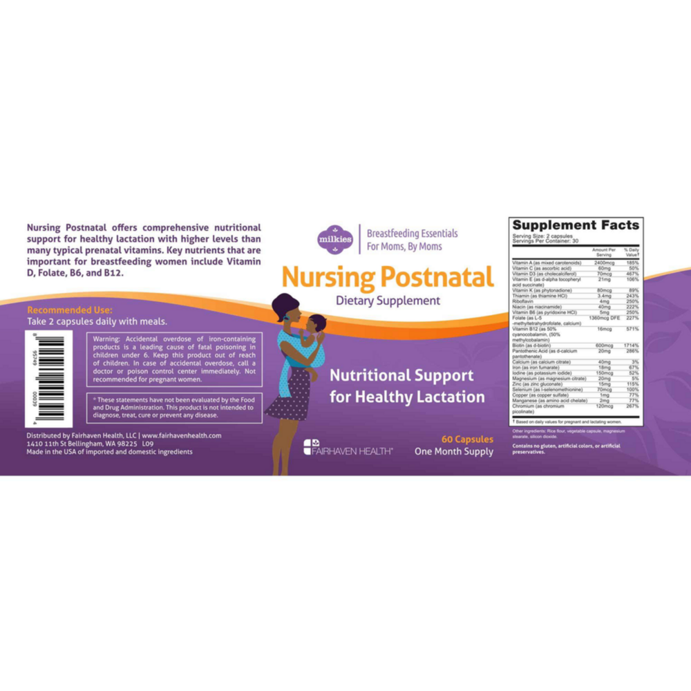 Product image for Milkies Nursing Postnatal - Lactation Supplement &amp; Postnatal Vitamin.