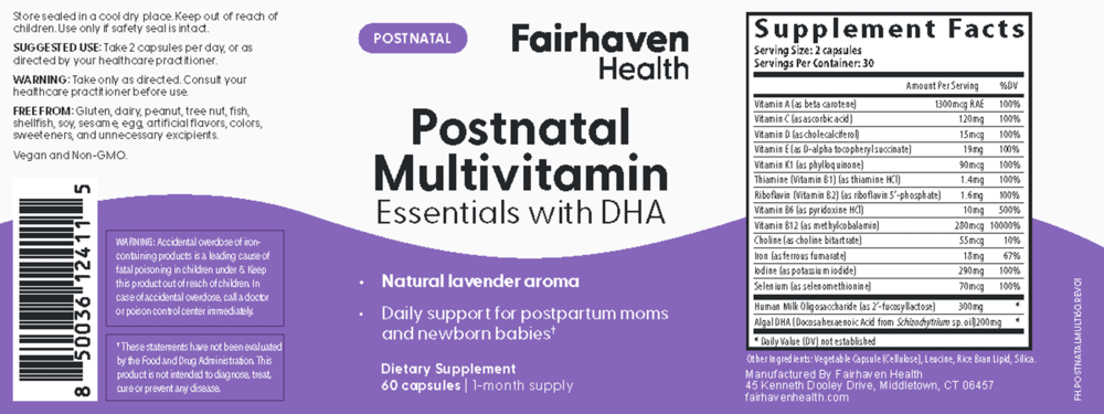 Product image for Postnatal Multivitamin Essentials plus DHA.
