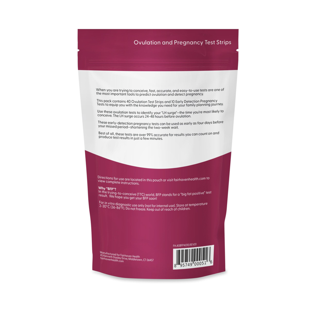 Product image for BFP Ovulation and Pregnancy Test Strips Combo Pack.