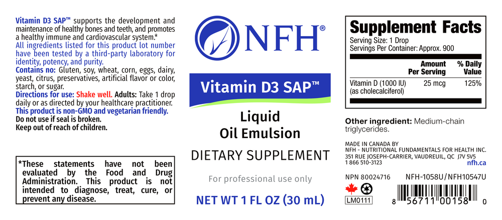 Product image for Vitamin D3 SAP.