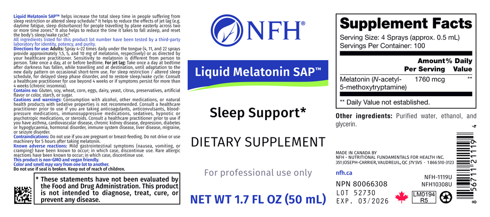 Product image for Liquid Melatonin SAP.