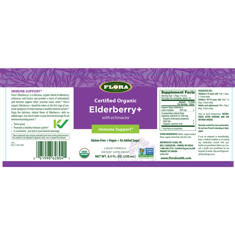 Product image for Elderberry+ Liquid Formula.