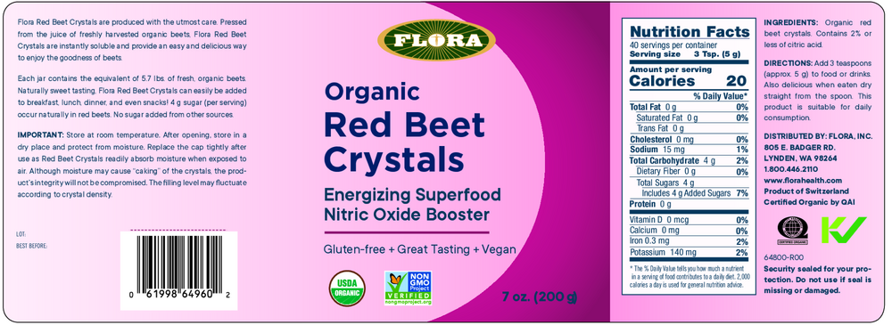 Product image for Flora Organic Red Beet Crystals.