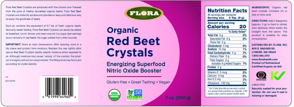 Product image for Flora Organic Red Beet Crystals.