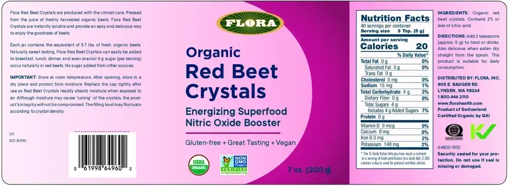 Product image for Flora Organic Red Beet Crystals.