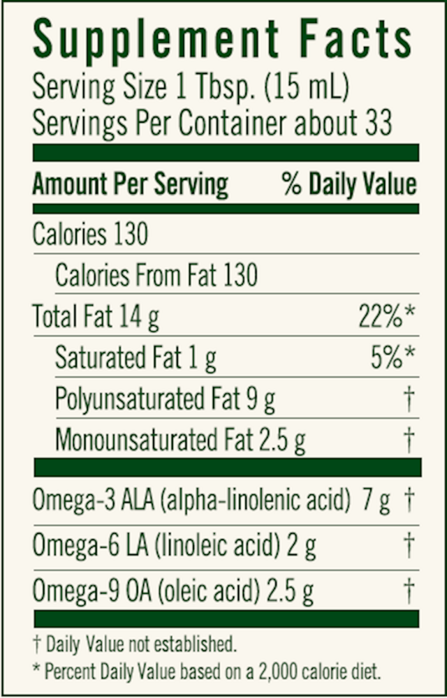 Product image for High Lignan Flax Oil Certified Organic.