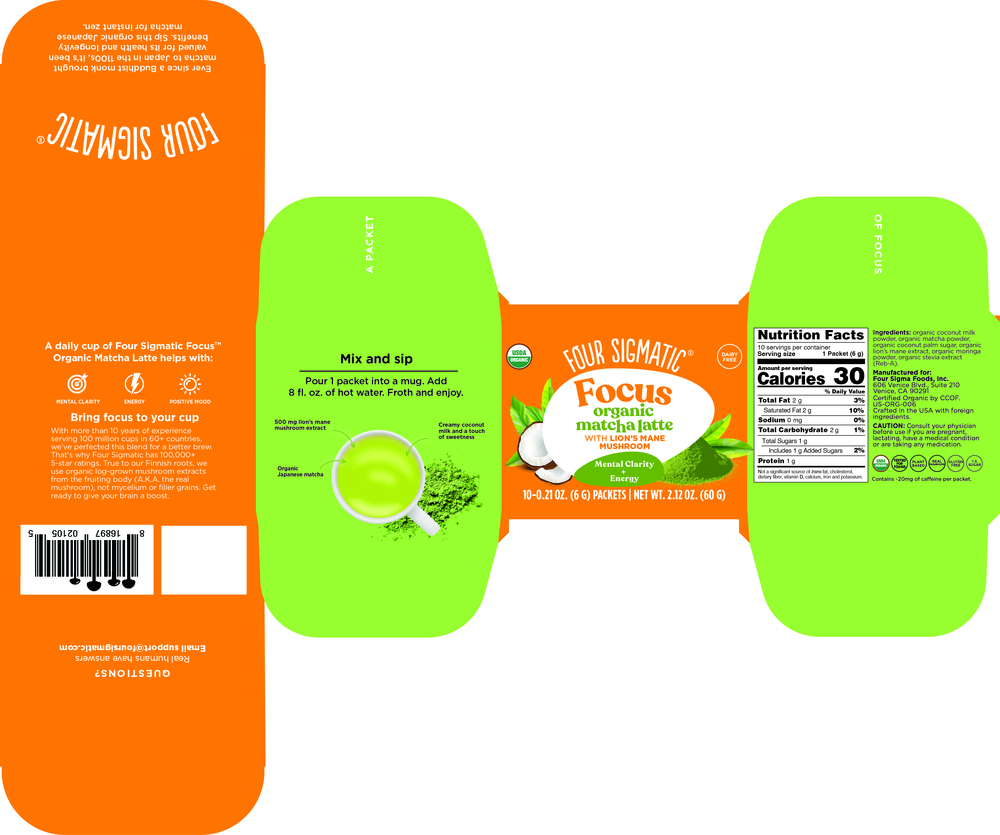 Product image for Focus Organic Matcha Latte with Lion's Mane Mushrooms.