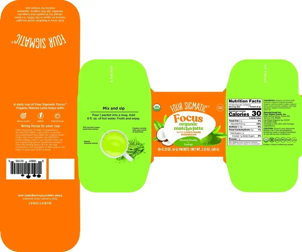 Product image for Focus Organic Matcha Latte with Lion's Mane Mushrooms.