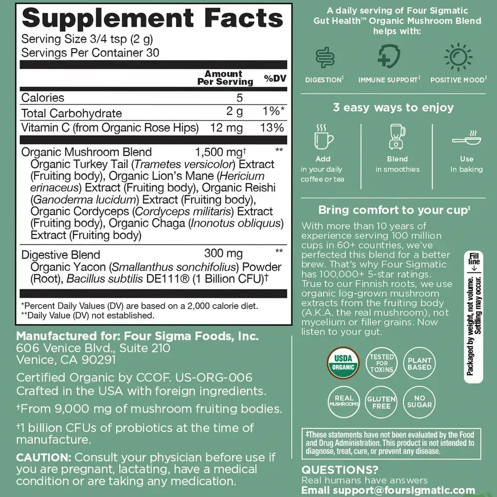 Product image for GUT HEALTH Organic Mushroom Blend.
