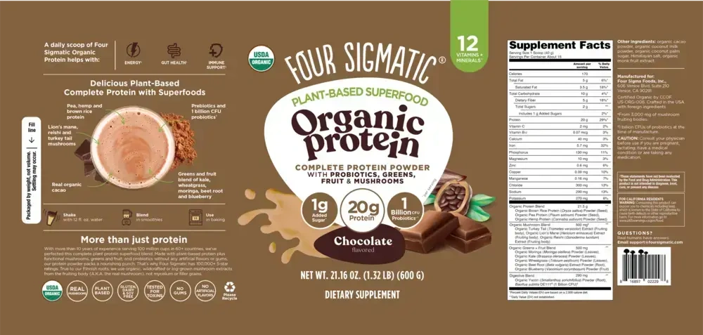 Product image for Plant-Based Organic Protein with Superfoods, Chocolate.