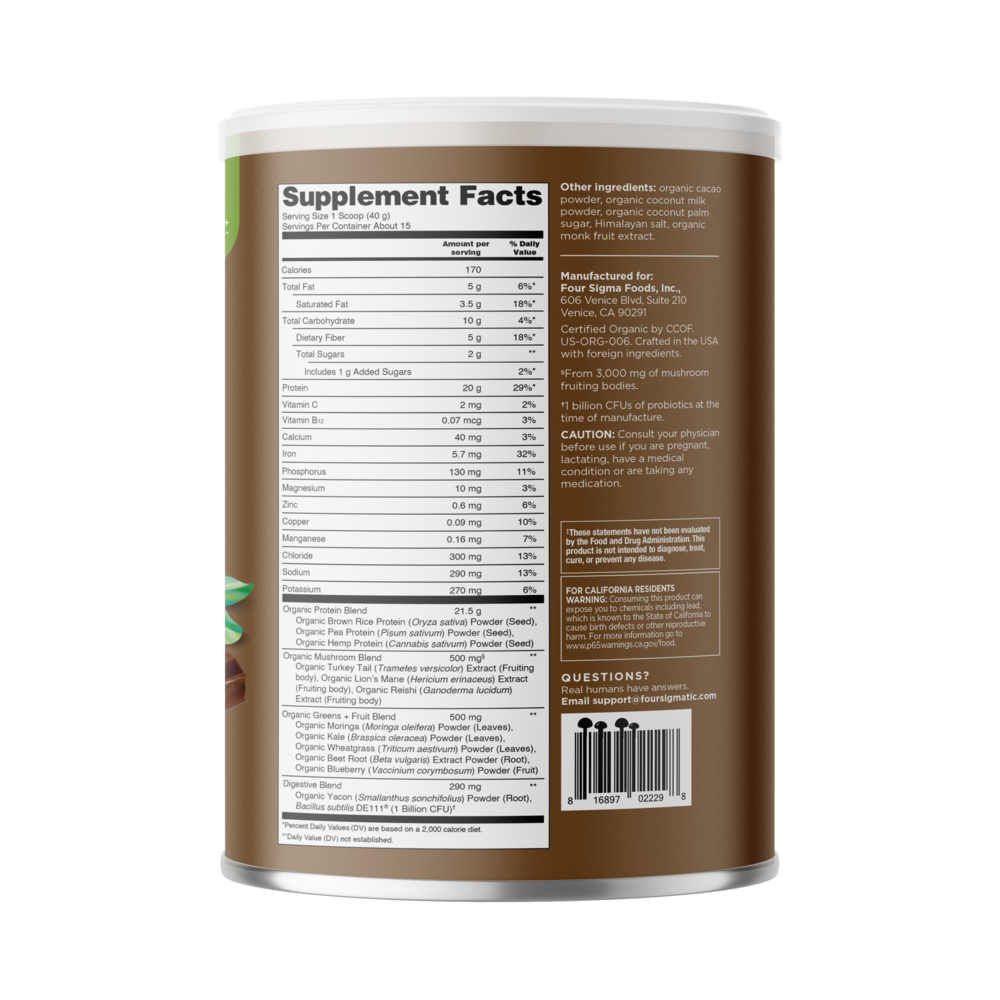 Product image for Plant-Based Organic Protein with Superfoods, Chocolate.