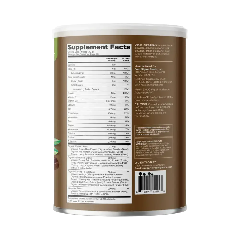 Product image for Plant-Based Organic Protein with Superfoods, Chocolate.
