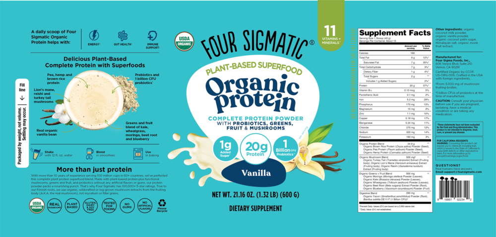 Product image for Plant-Based Organic Protein with Superfoods, Vanilla.