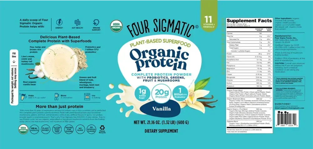 Product image for Plant-Based Organic Protein with Superfoods, Vanilla.