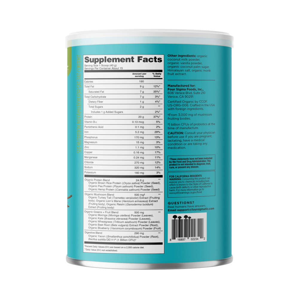 Product image for Plant-Based Organic Protein with Superfoods, Vanilla.