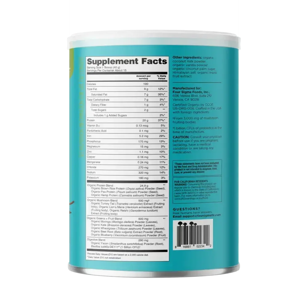 Product image for Plant-Based Organic Protein with Superfoods, Vanilla.