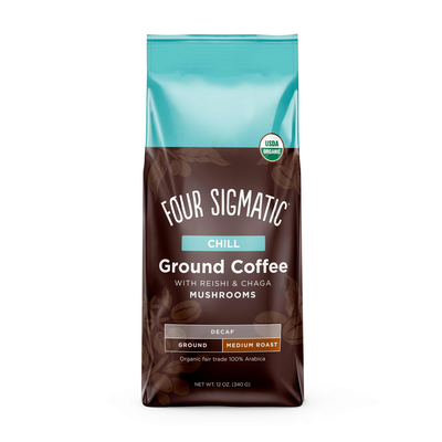 Chill Decaf Ground Coffee with Reishi & Chaga Mushrooms 12 Ounces