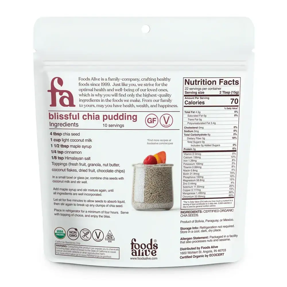 Product image for Organic Black Chia Seeds.