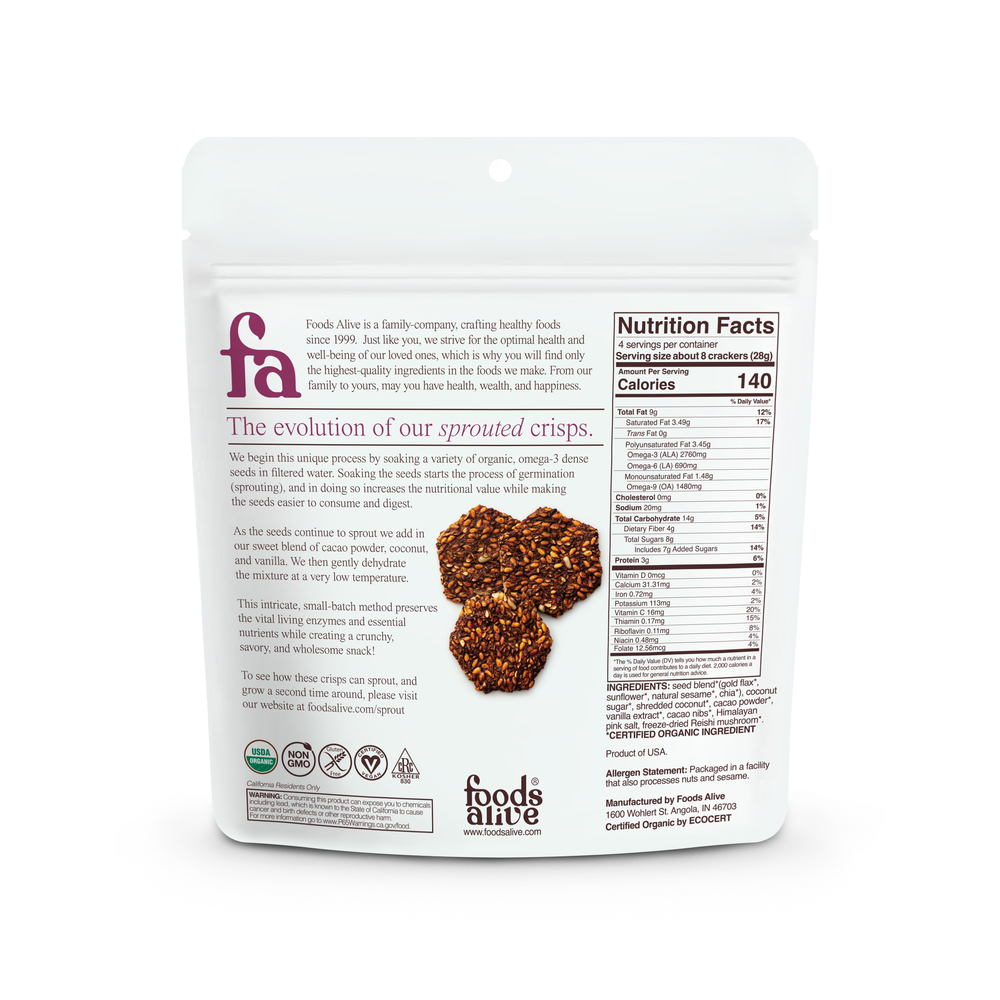 Product image for Coco-Coconut Sprouted Crisps Organic.