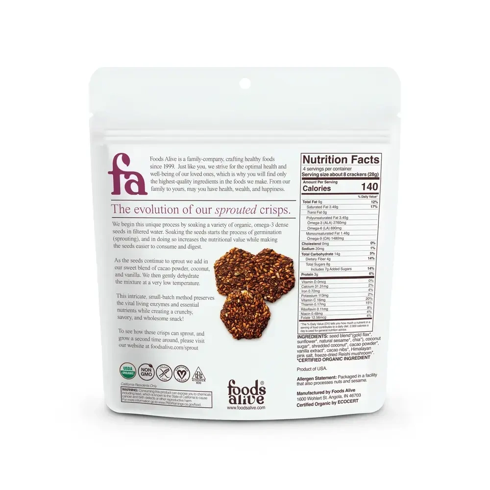 Product image for Coco-Coconut Sprouted Crisps Organic.