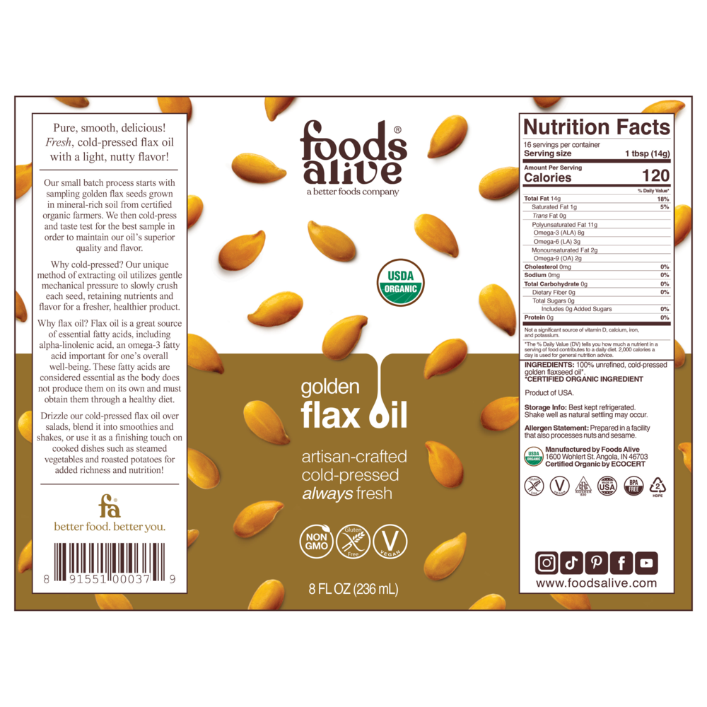 Product image for Gold Flax Seed Oil Organic.