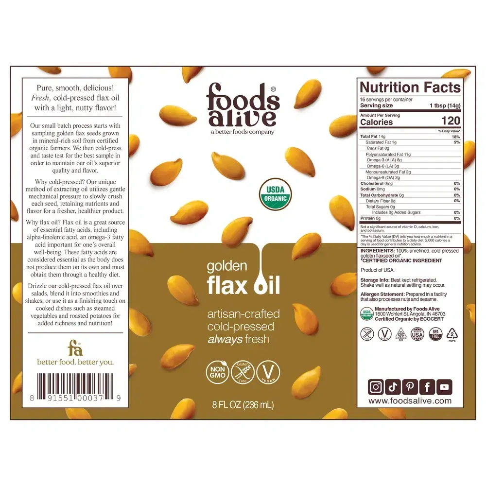 Product image for Gold Flax Seed Oil Organic.