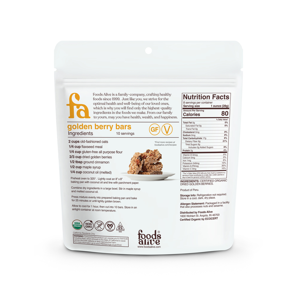 Product image for Organic Dried Golden Berries.