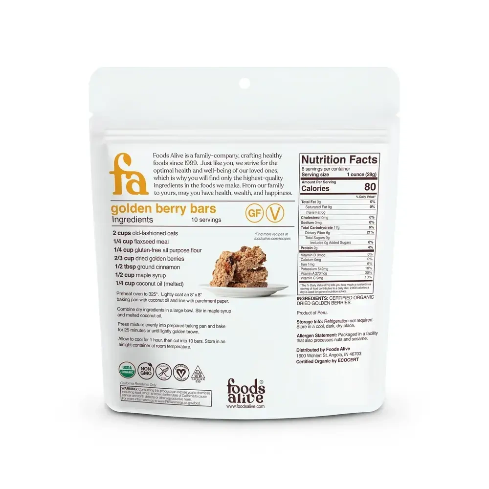 Product image for Organic Dried Golden Berries.