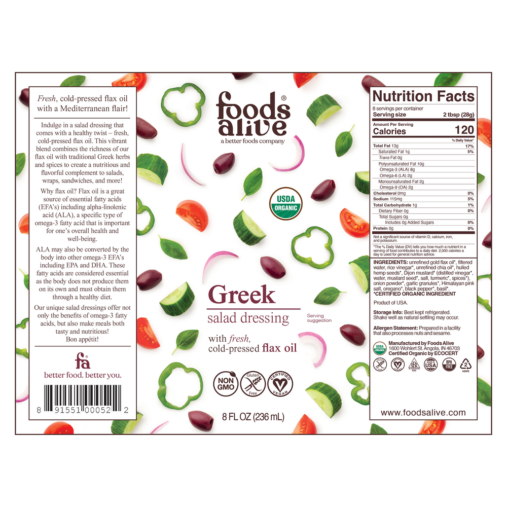 Product image for Greek Salad Dressing Organic.